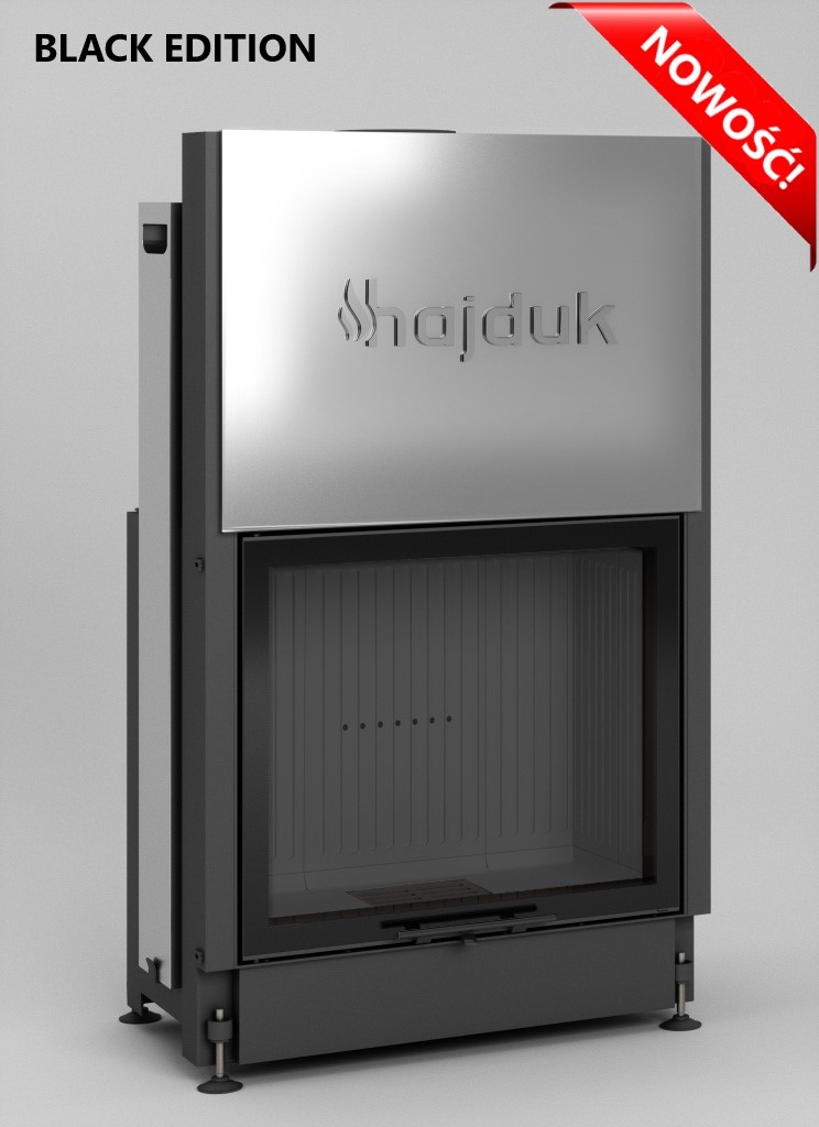 Zestaw kominek powietrzny stalowy KRATKI LUCY BLACK 12 kW Ø 200 z akcesoriami Volcano STh czarna ceramika - Zestaw kominek powietrzny stalowy KRATKI LUCY BLACK 12 kW Ø 200 z akcesoriami